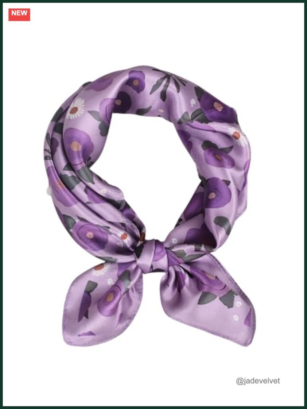 100% Mulberry Silk 21" Square Floral Scarf Neckerchief